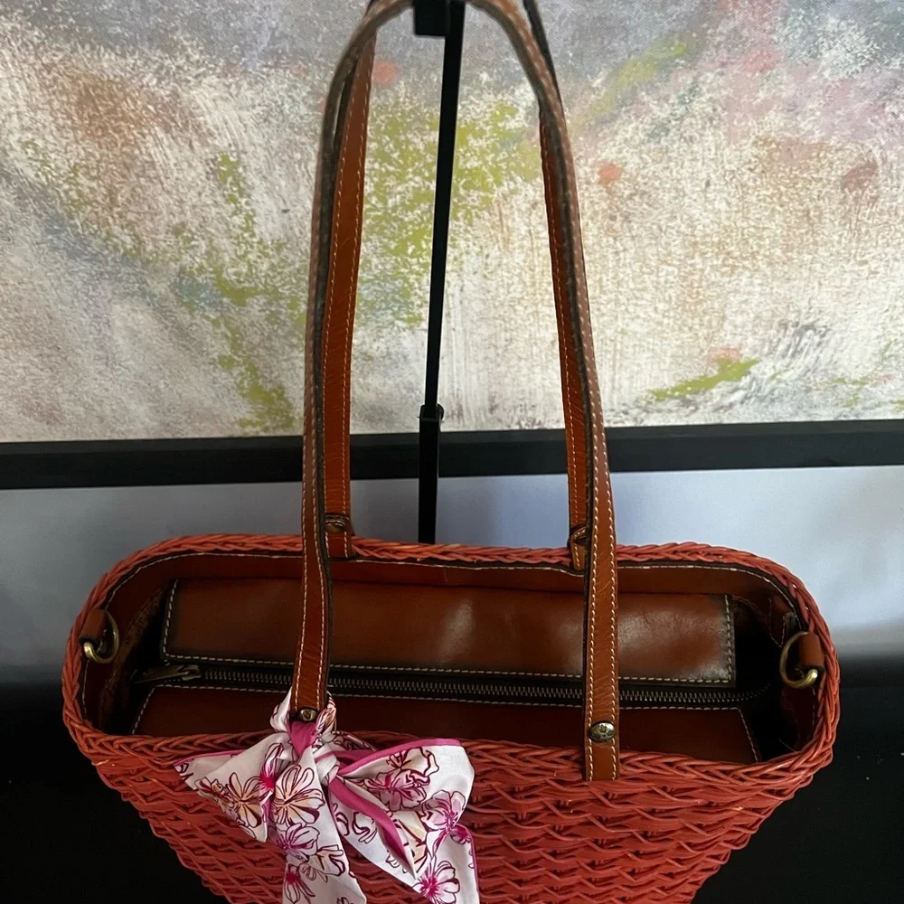 Patricia Nash Coral Woven Tote Bag
